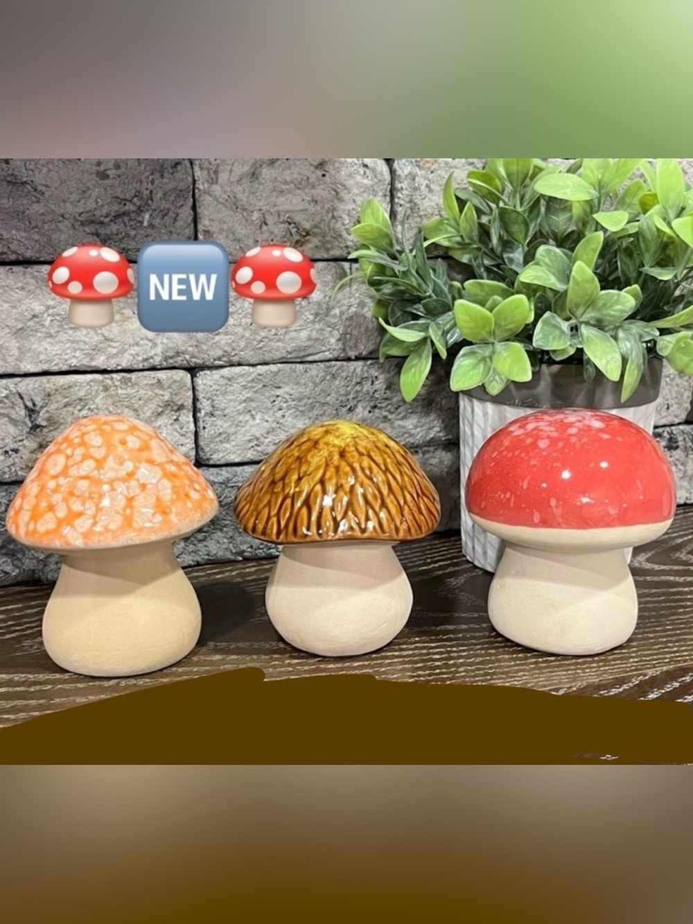 Decorative Ceramic Mushroom Accent - Red, Orange, and Brown - Brand